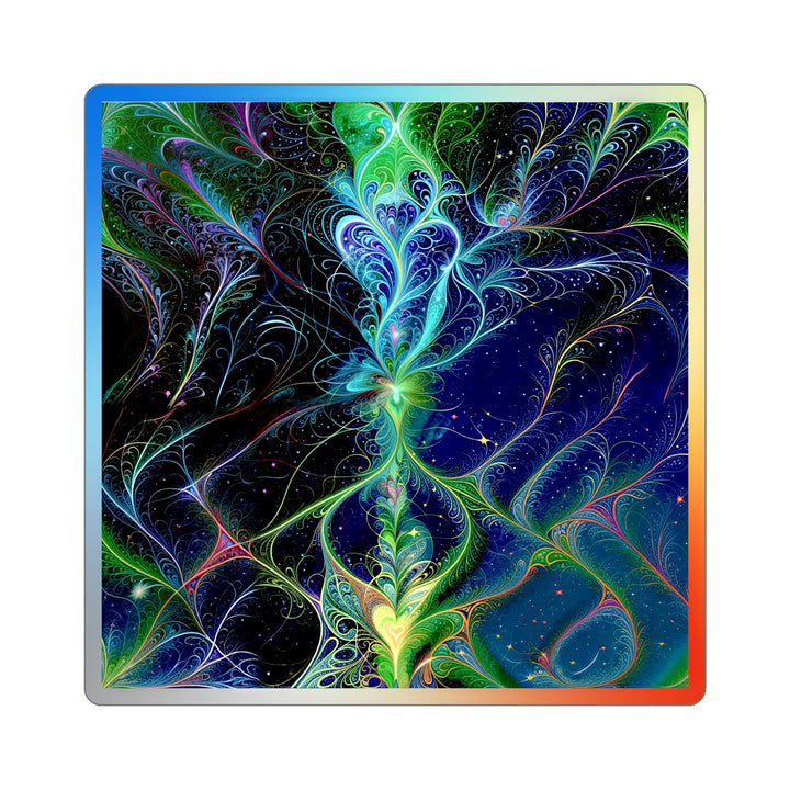 Vibrant Fractal Blossom - Holographic Die-Cut Sticker - Paper products - g(0D·IO) - 3" × 3" - Die-Cut - Holographic