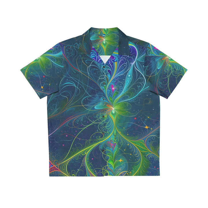 Vibrant Fractal Blossom - Men's Hawaiian Shirt - All Over Prints - g(0D·IO) - S - Black -