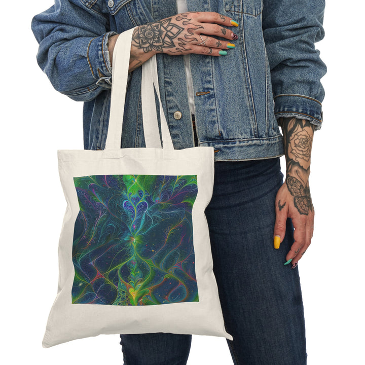 Vibrant Fractal Blossom - Natural Tote Bag - Bags - g(0D·IO) - 15" x 16" - Natural -