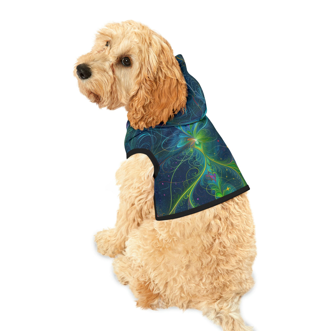 Vibrant Fractal Blossom - Pet Hoodie - Pets - g(0D·IO) - XXS - Black Rib -