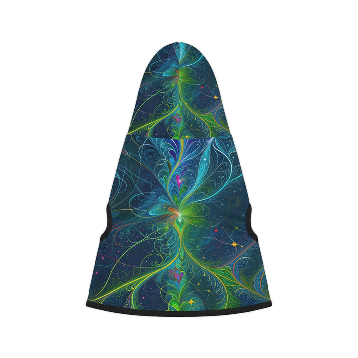 Vibrant Fractal Blossom - Pet Hoodie - Pets - g(0D·IO) - XXS - Black Rib -