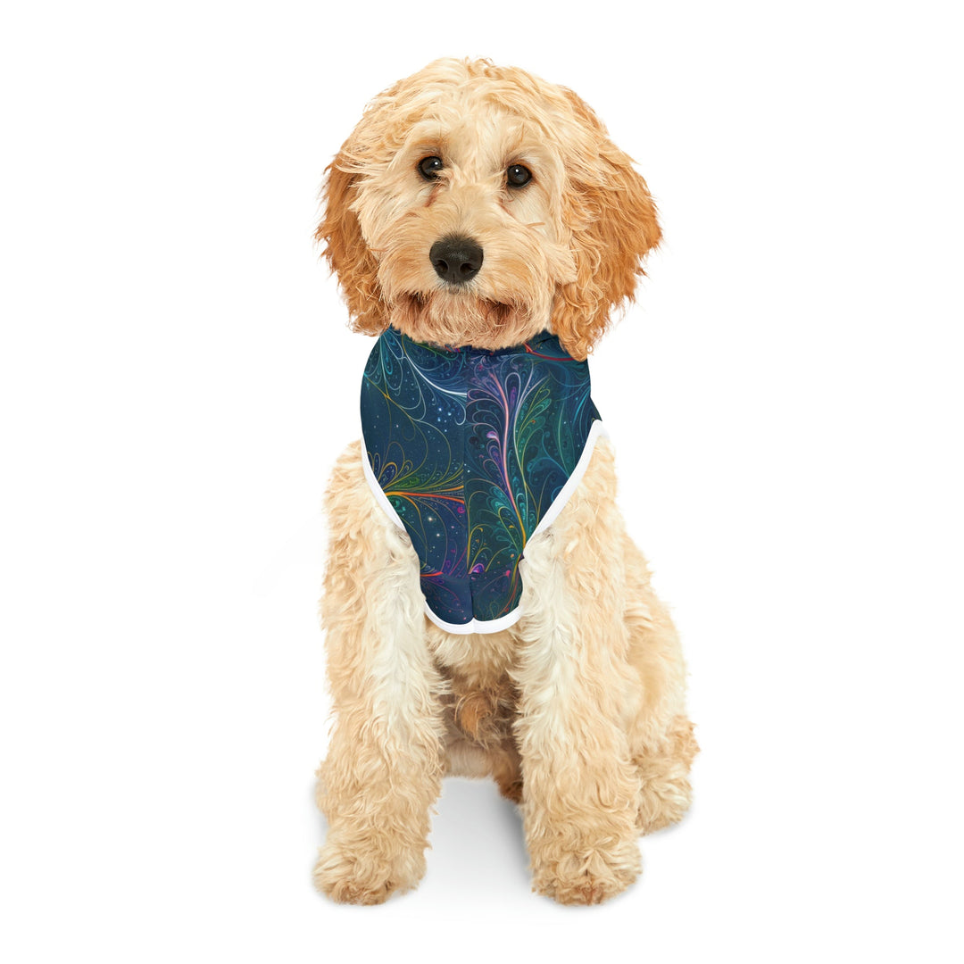 Vibrant Fractal Blossom - Pet Hoodie - Pets - g(0D·IO) - XXS - Black Rib -