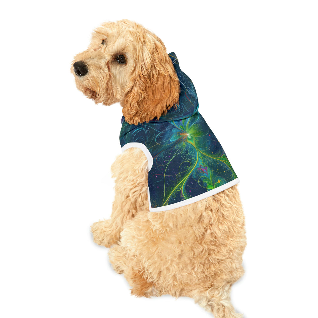 Vibrant Fractal Blossom - Pet Hoodie - Pets - g(0D·IO) - XXS - Black Rib -