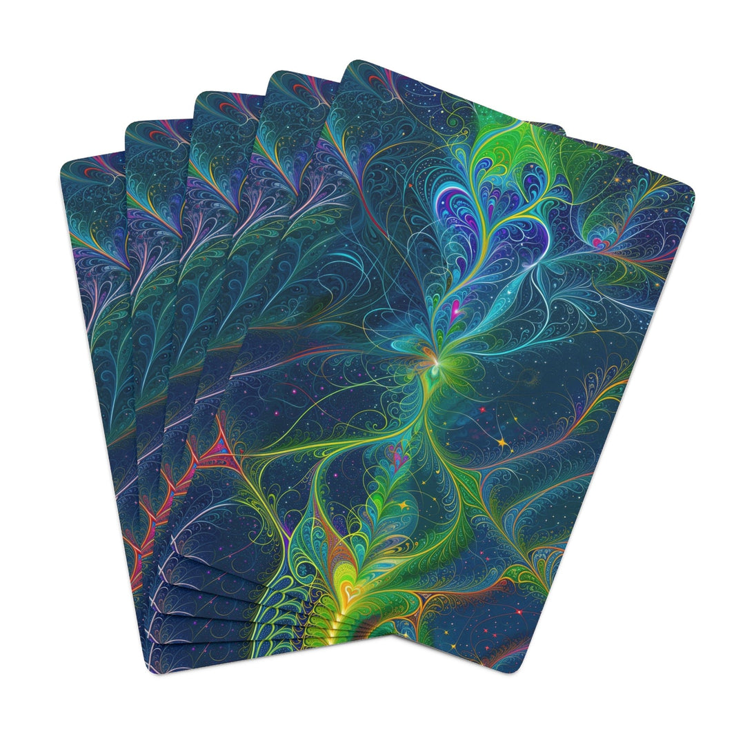 Vibrant Fractal Blossom - Poker Cards - Paper products - g(0D·IO) - 2.47" x 3.47" - White - Semi Glossy