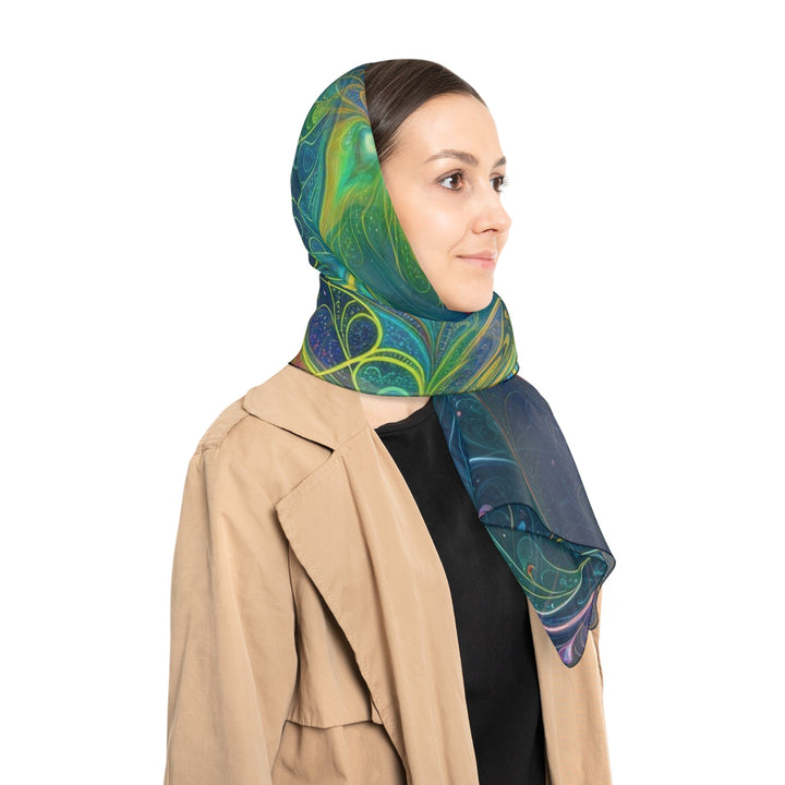 Vibrant Fractal Blossom - Poly Scarf - Accessories - g(0D·IO) - Poly chiffon - 50" × 50" -