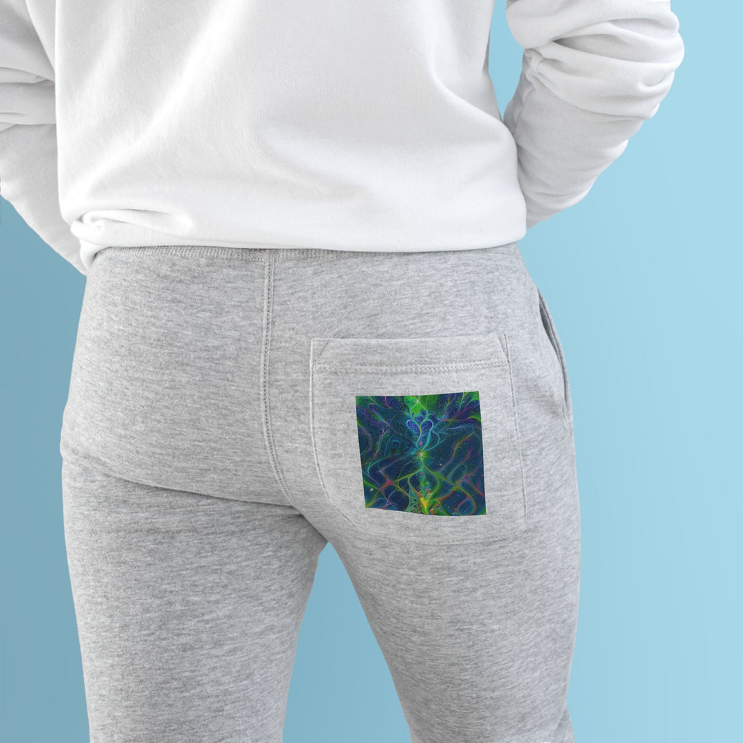 Vibrant Fractal Blossom - Premium Fleece Joggers - Trousers - g(0D·IO) - Charcoal Heather - M -