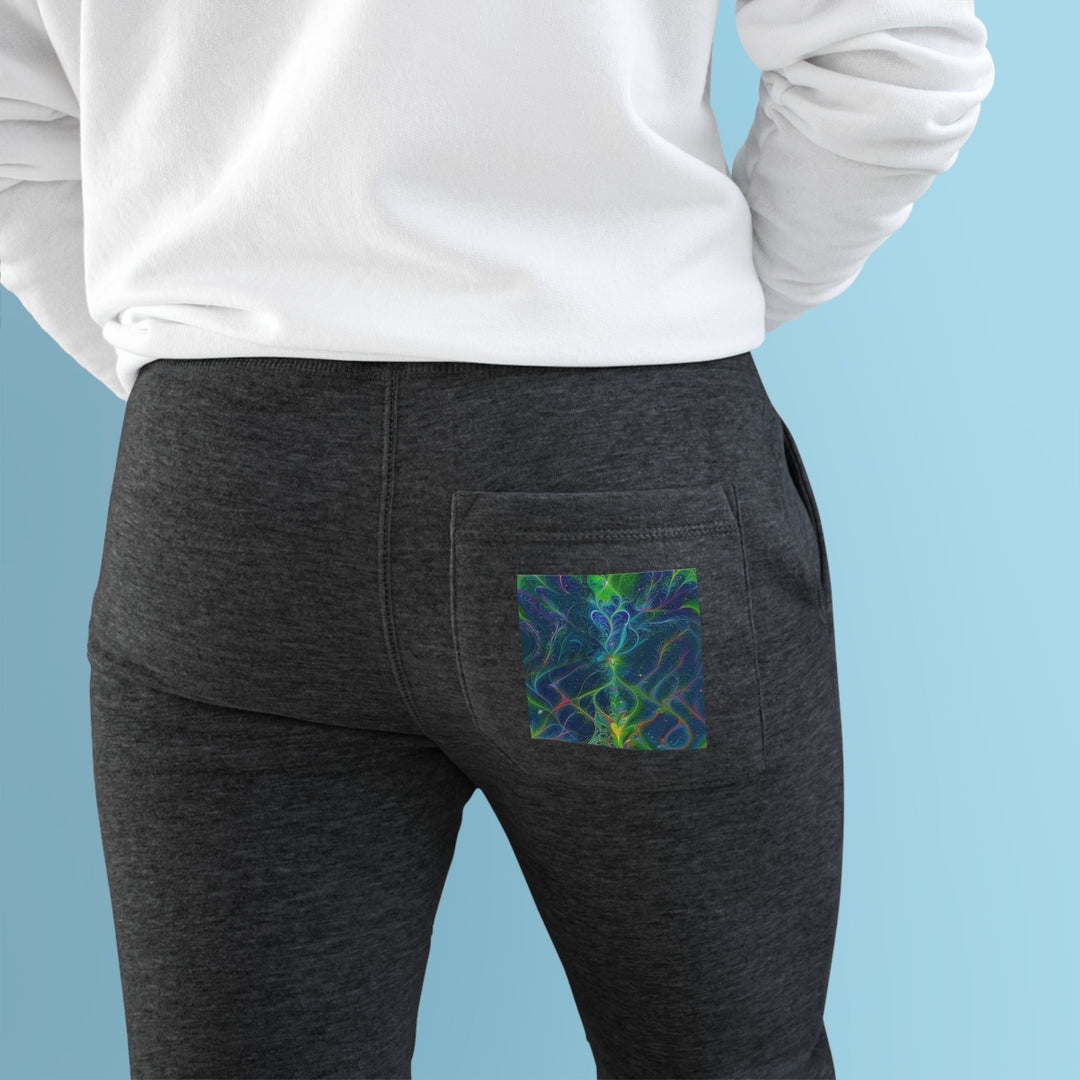 Vibrant Fractal Blossom - Premium Fleece Joggers - Trousers - g(0D·IO) - Charcoal Heather - M -