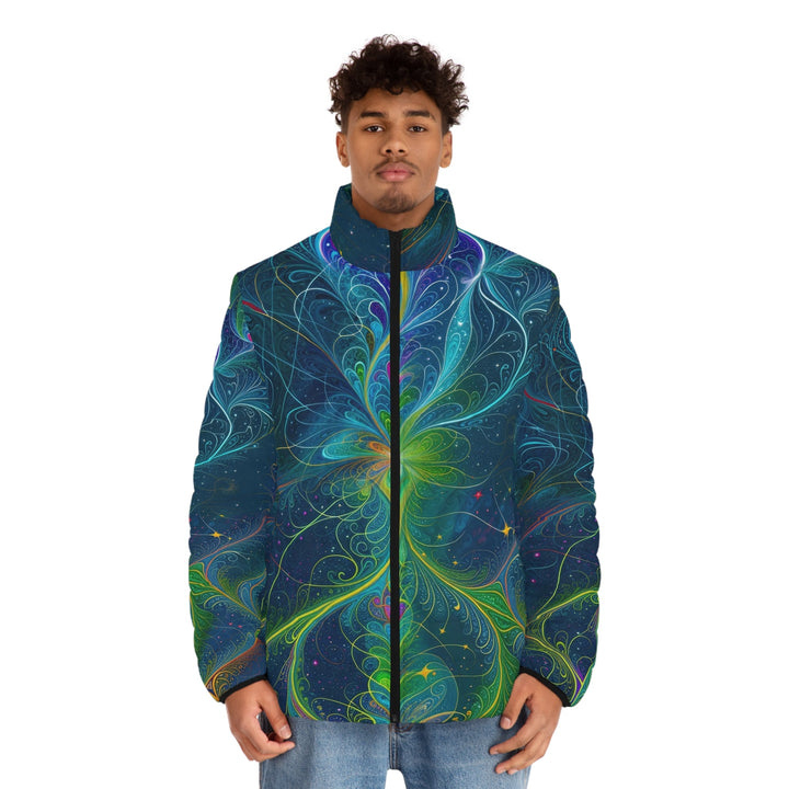 Vibrant Fractal Blossom - Puffer Jacket - All Over Prints - g(0D·IO) - S - Black zipper -