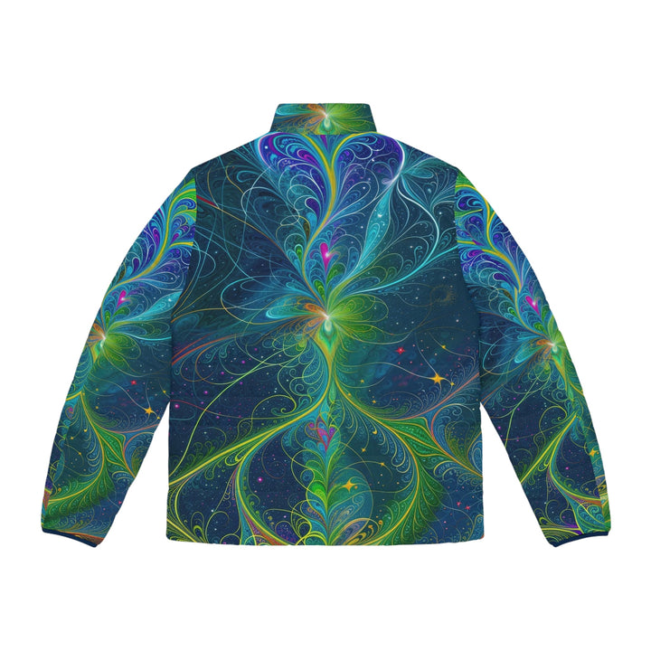 Vibrant Fractal Blossom - Puffer Jacket - All Over Prints - g(0D·IO) - S - Black zipper -