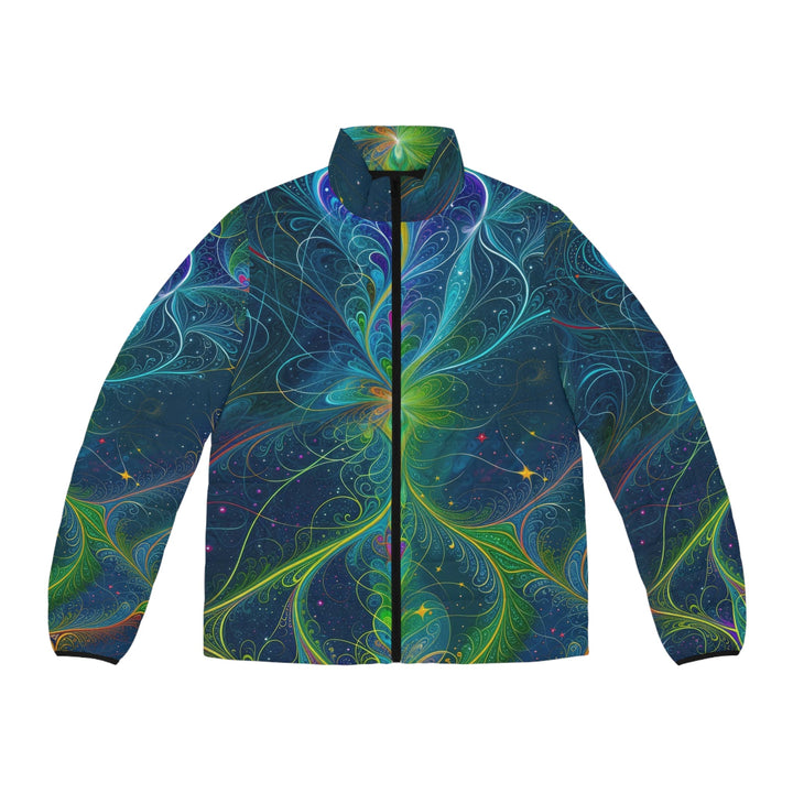 Vibrant Fractal Blossom - Puffer Jacket - All Over Prints - g(0D·IO) - S - Black zipper -