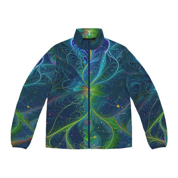 Vibrant Fractal Blossom - Puffer Jacket - All Over Prints - g(0D·IO) - S - Dark blue zipper -