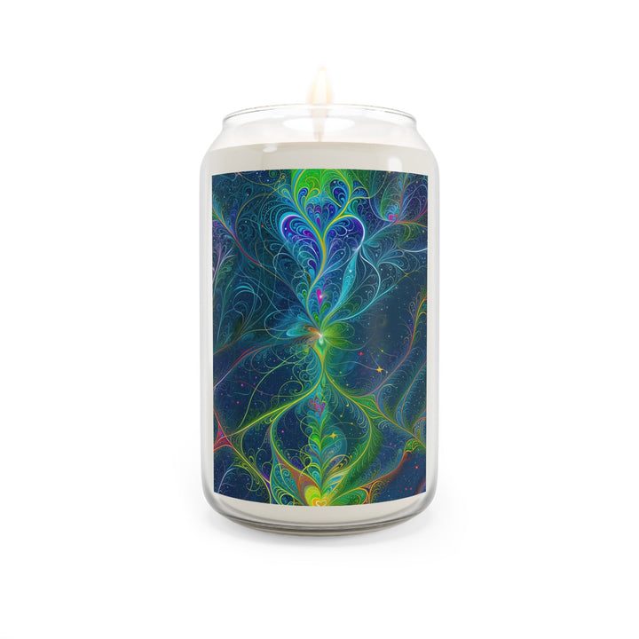 Vibrant Fractal Blossom - Scented Candle - Home Decor - g(0D·IO) - Sea Breeze - 13.75oz -
