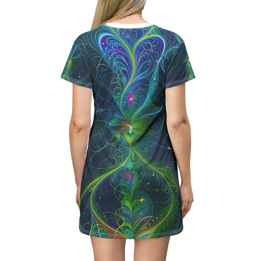 Vibrant Fractal Blossom - T-Shirt Dress - All Over Prints - g(0D·IO) - XS - -