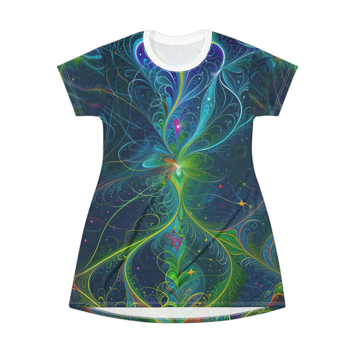 Vibrant Fractal Blossom - T-Shirt Dress - All Over Prints - g(0D·IO) - XS - -