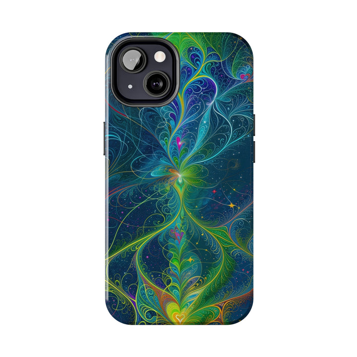 Vibrant Fractal Blossom - Tough Phone Case - Phone Case - g(0D·IO) - iPhone 13 Mini - -