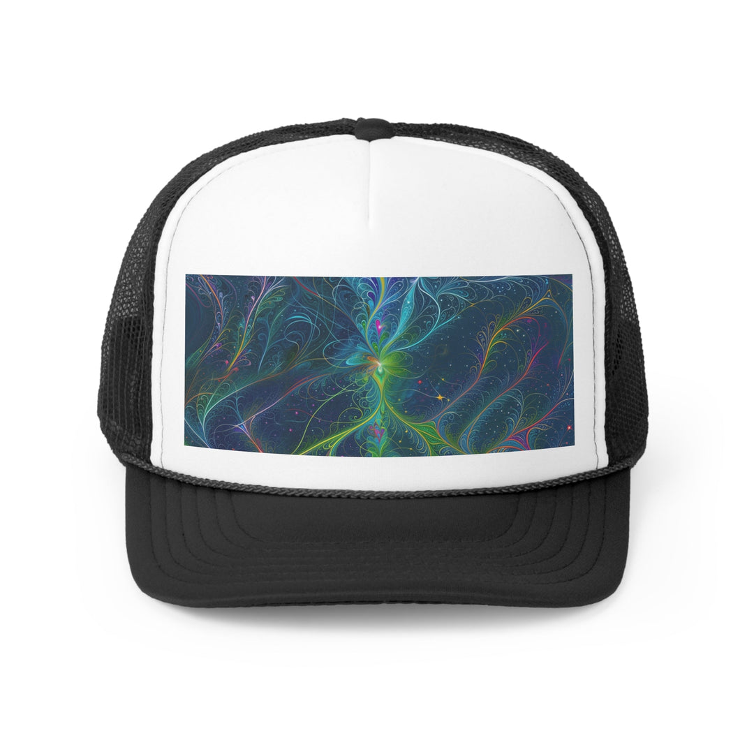 Vibrant Fractal Blossom - Trucker Hat - Hats - g(0D·IO) - Black - One size -