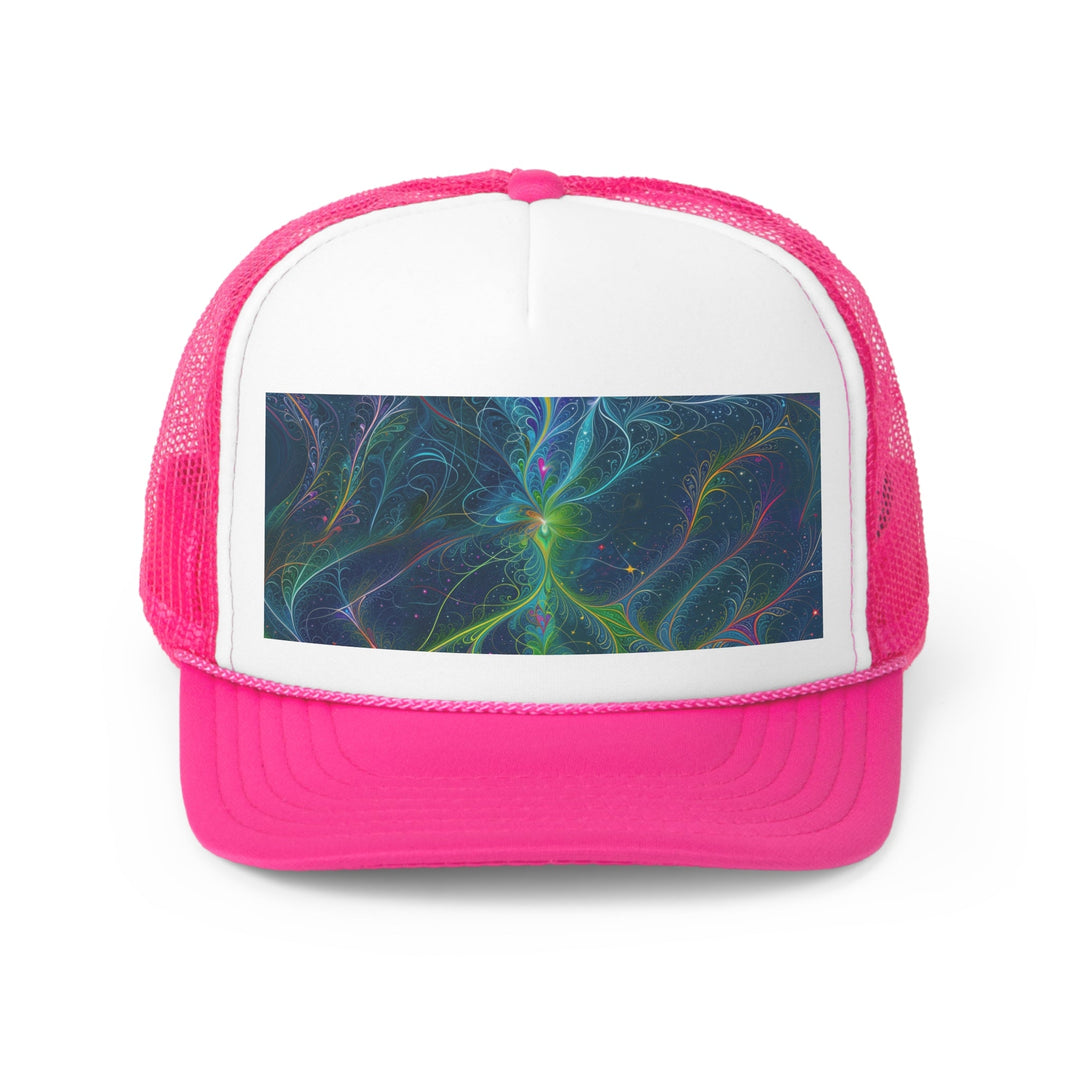 Vibrant Fractal Blossom - Trucker Hat - Hats - g(0D·IO) - Pink - One size -