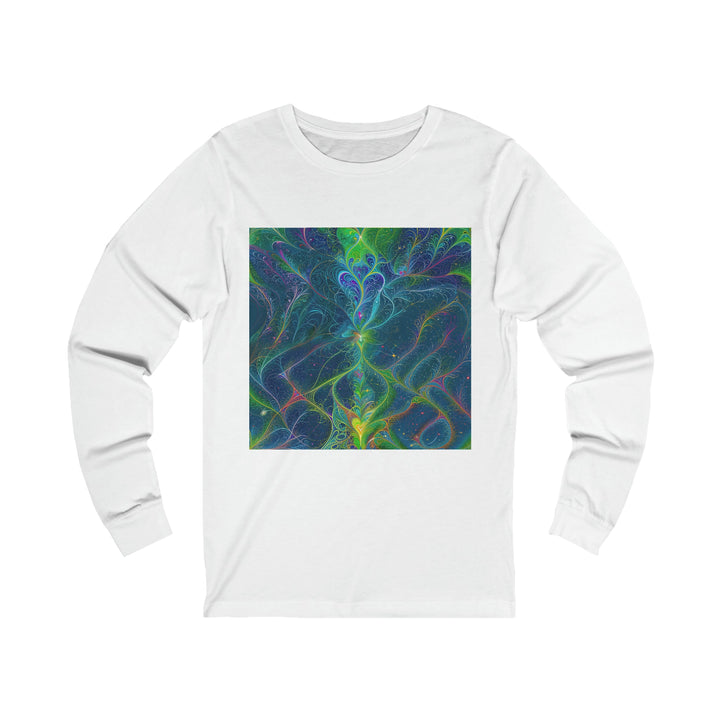 Vibrant Fractal Blossom - Unisex Jersey Long Sleeve Tee - Long-sleeve - g(0D·IO) - S - White -