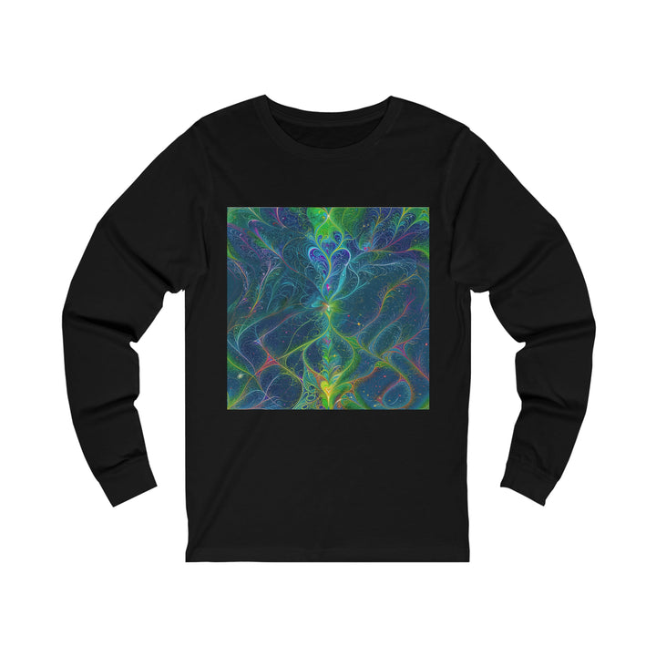 Vibrant Fractal Blossom - Unisex Jersey Long Sleeve Tee - Long-sleeve - g(0D·IO) - S - Black -