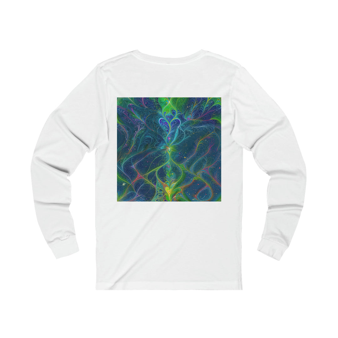 Vibrant Fractal Blossom - Unisex Jersey Long Sleeve Tee - Long-sleeve - g(0D·IO) - S - Heather Forest -