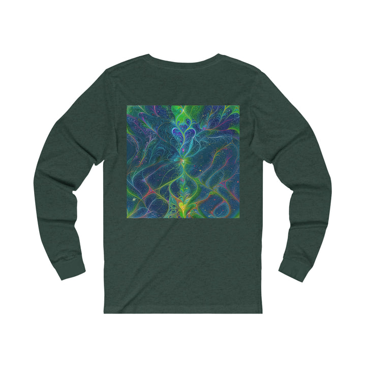 Vibrant Fractal Blossom - Unisex Jersey Long Sleeve Tee - Long-sleeve - g(0D·IO) - S - Heather Forest -