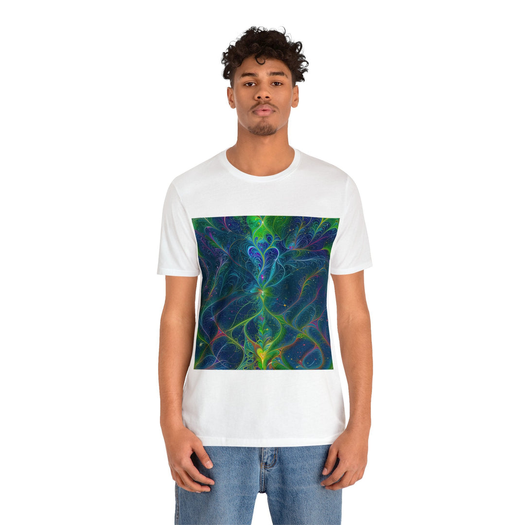 Vibrant Fractal Blossom - Unisex Jersey Short Sleeve Tee - T-Shirt - g(0D·IO) - Black - S -