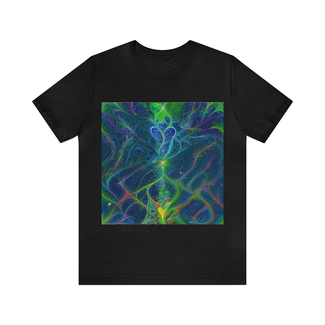 Vibrant Fractal Blossom - Unisex Jersey Short Sleeve Tee - T-Shirt - g(0D·IO) - Black - S -