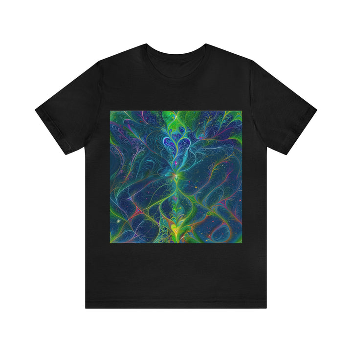 Vibrant Fractal Blossom - Unisex Jersey Short Sleeve Tee - T-Shirt - g(0D·IO) - Black - S -