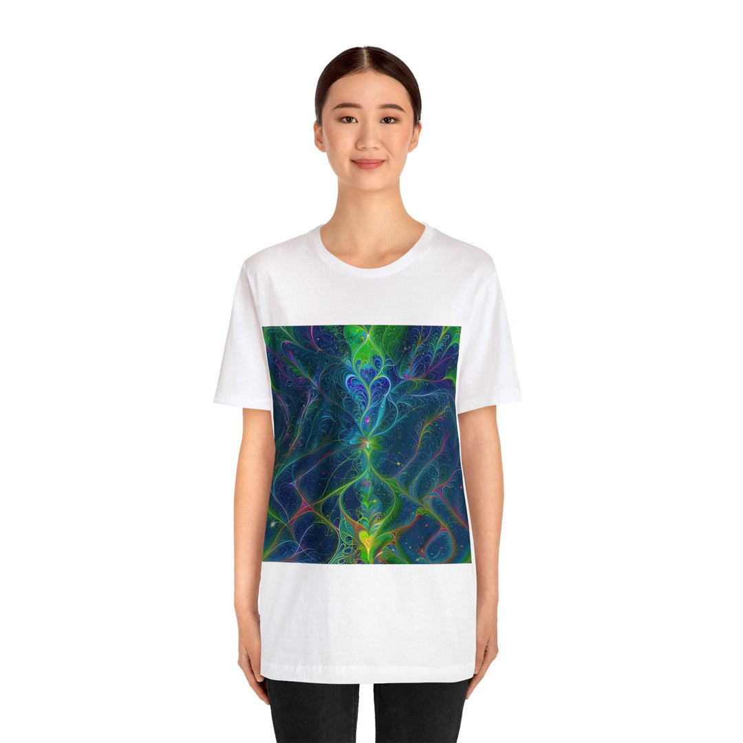 Vibrant Fractal Blossom - Unisex Jersey Short Sleeve Tee - T-Shirt - g(0D·IO) - Black - S -