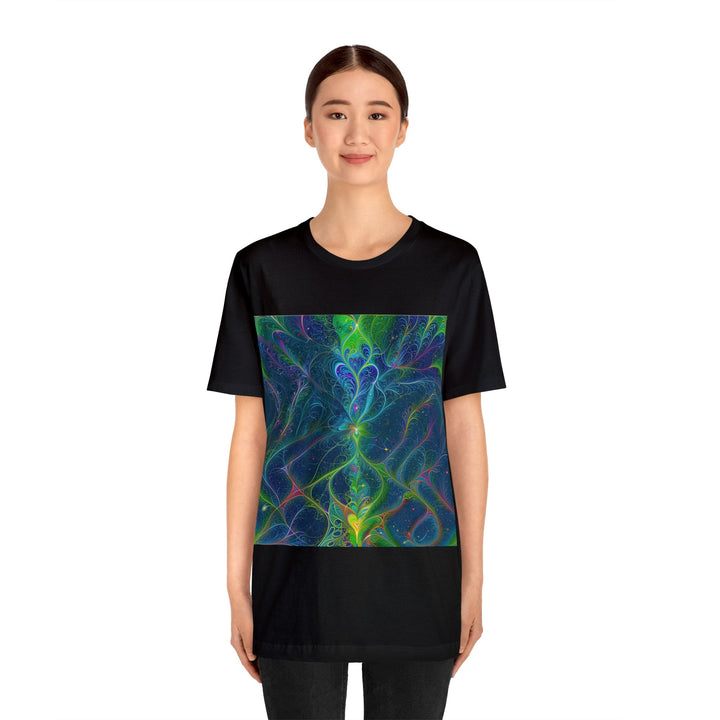 Vibrant Fractal Blossom - Unisex Jersey Short Sleeve Tee - T-Shirt - g(0D·IO) - Black - S -