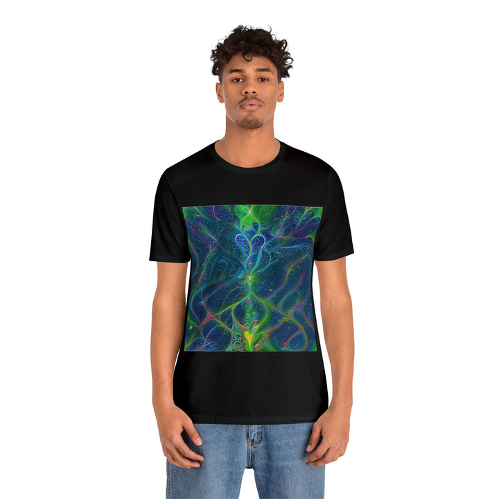 Vibrant Fractal Blossom - Unisex Jersey Short Sleeve Tee - T-Shirt - g(0D·IO) - Black - S -