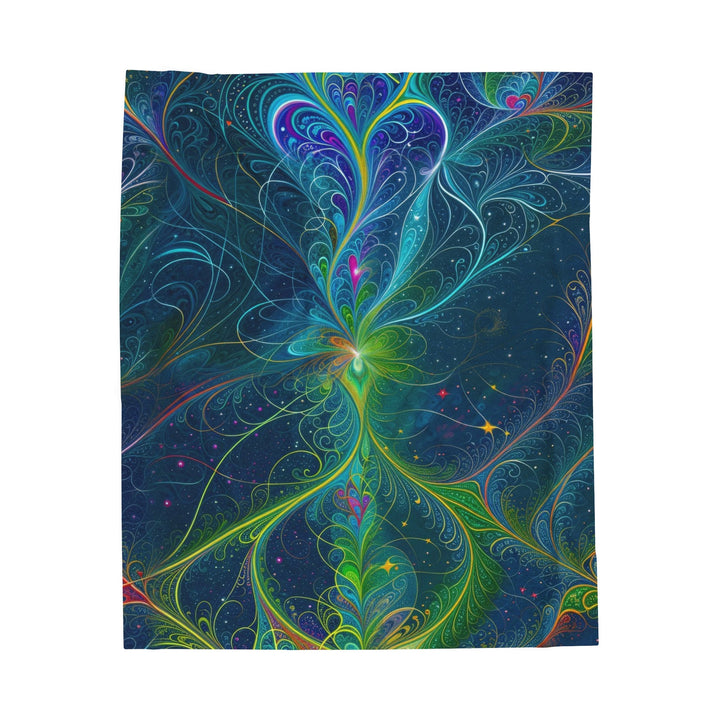 Vibrant Fractal Blossom - Velveteen Plush Blanket - All Over Prints - g(0D·IO) - 50" × 60" - -