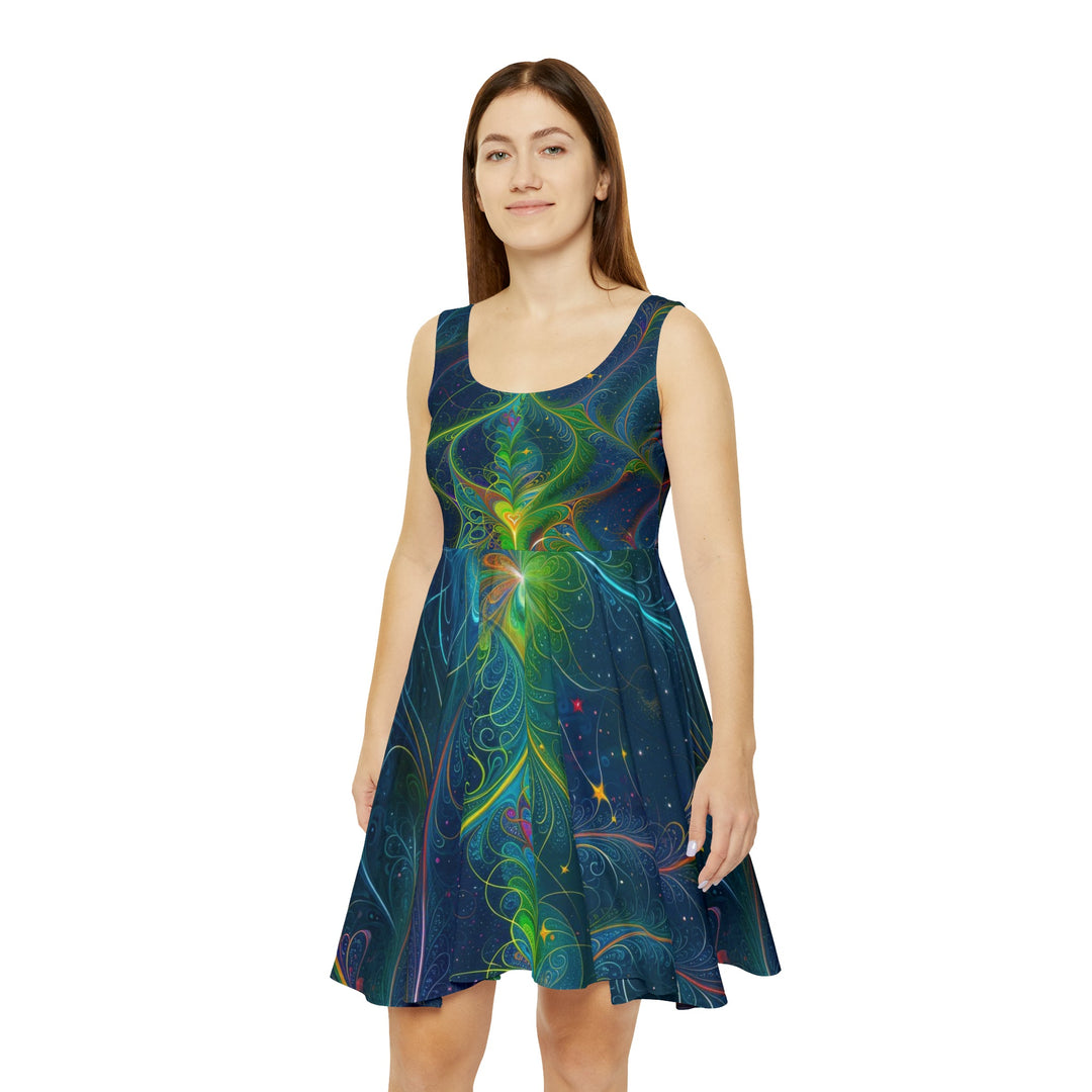 Vibrant Fractal Blossom - Women's Skater Dress - All Over Prints - g(0D·IO) - L - -