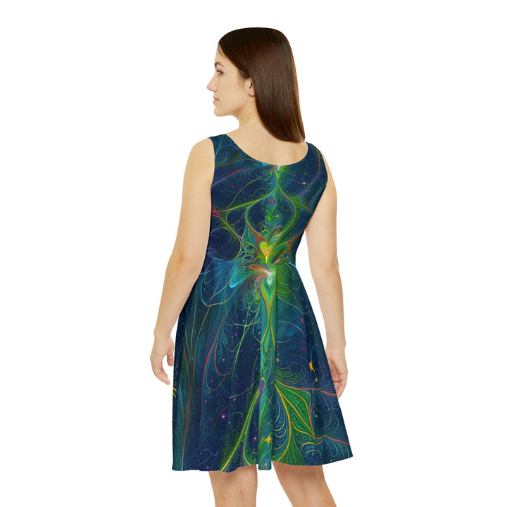 Vibrant Fractal Blossom - Women's Skater Dress - All Over Prints - g(0D·IO) - L - -