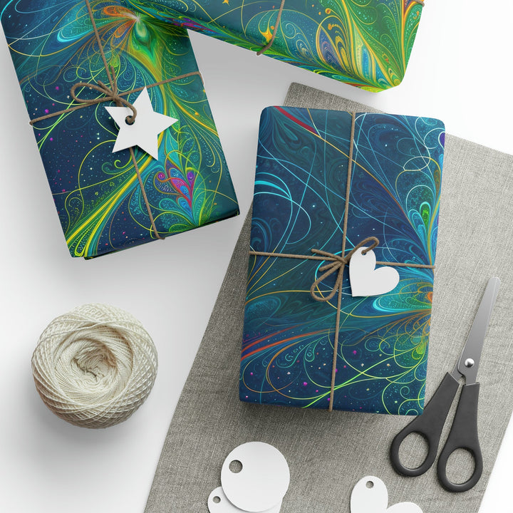Vibrant Fractal Blossom - Wrapping Paper - Home Decor - g(0D·IO) - 30" x 180" - Matte -