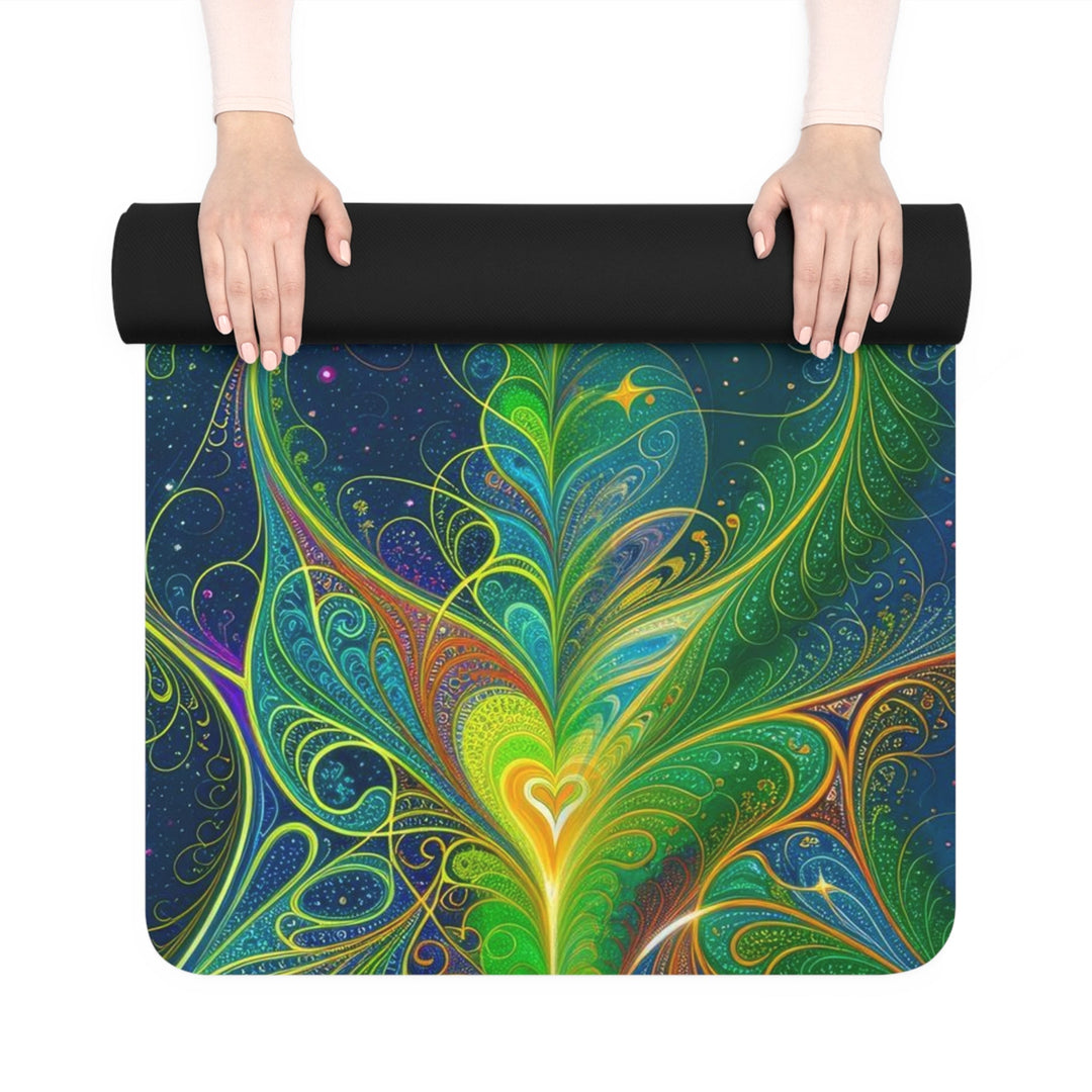 Vibrant Fractal Blossom - Yoga Mat - Home Decor - g(0D·IO) - 24” x 68” - -