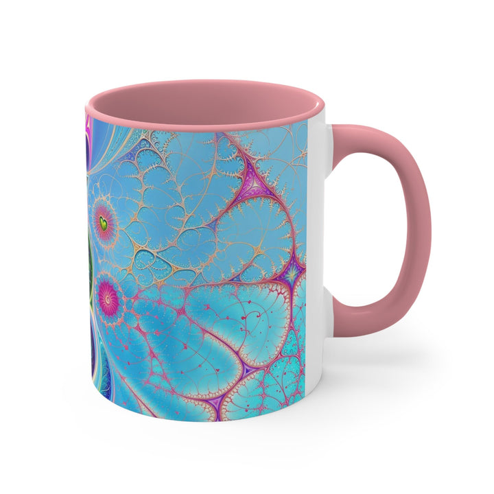 Vibrant Fractal Blossoms - Accent Coffee Mug - Mug - g(0D·IO) - Pink - 11oz -