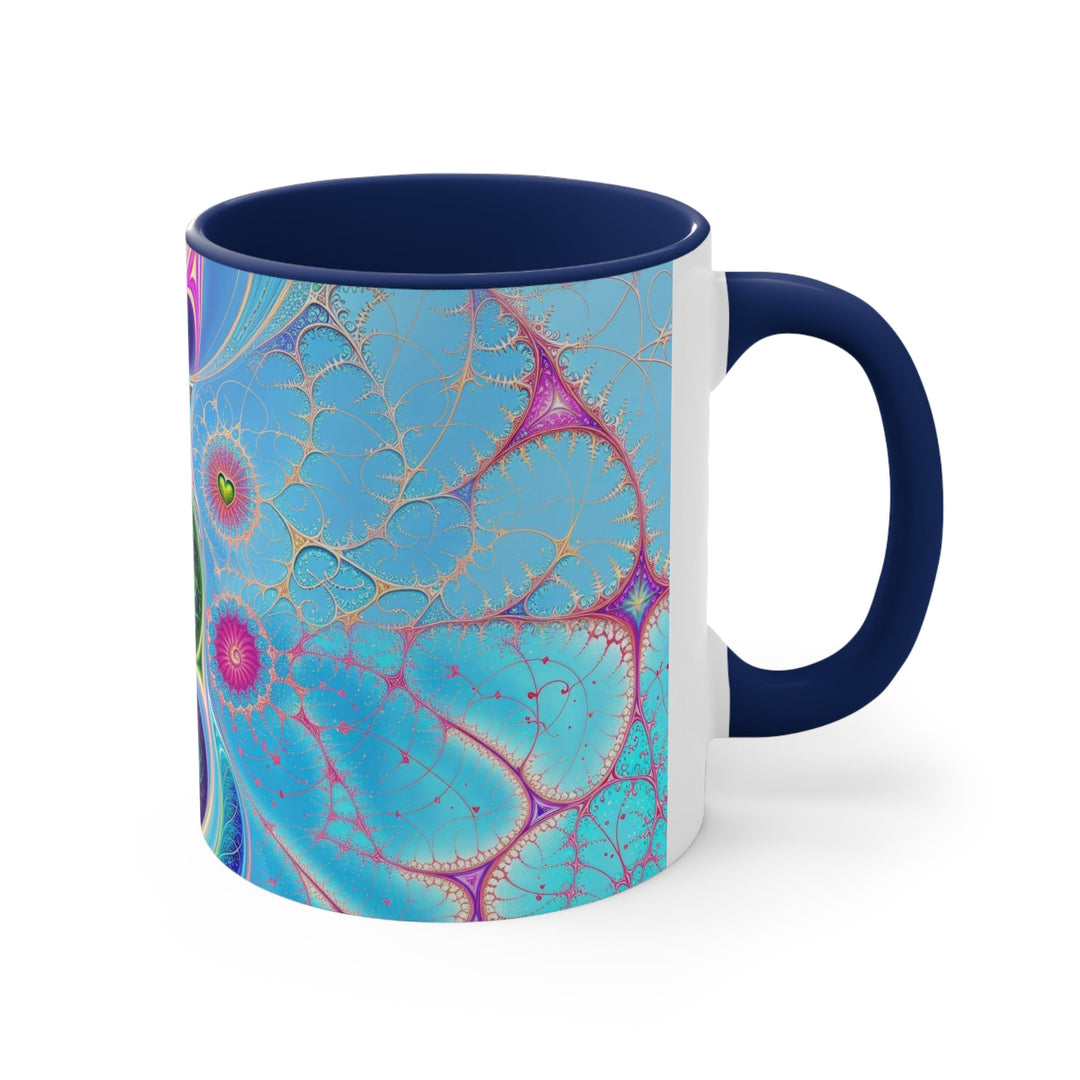 Vibrant Fractal Blossoms - Accent Coffee Mug - Mug - g(0D·IO) - Pink - 11oz -