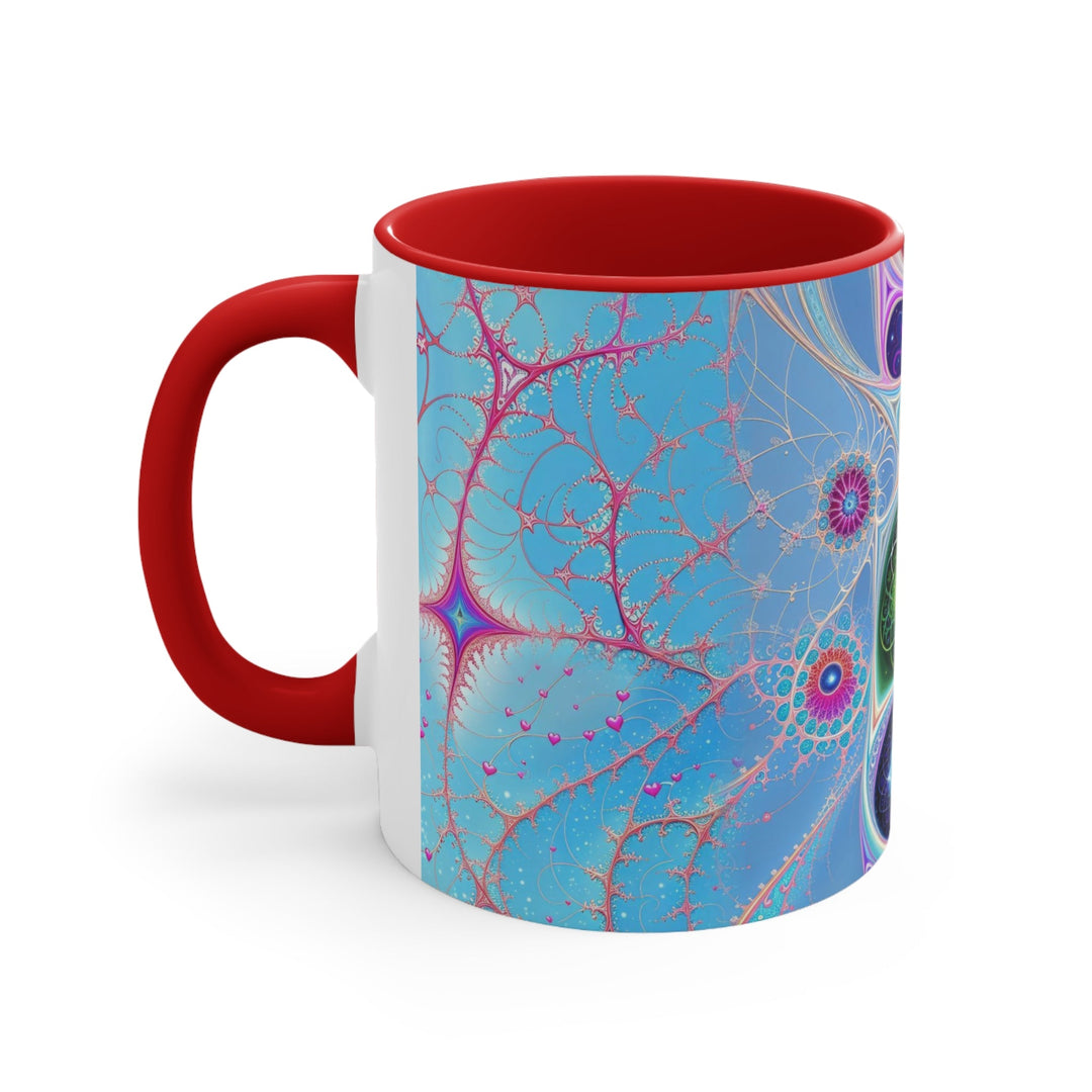 Vibrant Fractal Blossoms - Accent Coffee Mug - Mug - g(0D·IO) - Pink - 11oz -