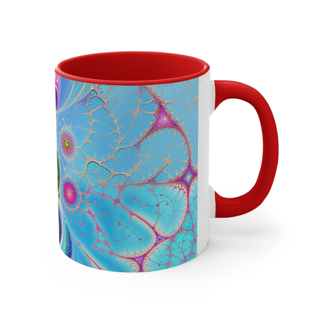 Vibrant Fractal Blossoms - Accent Coffee Mug - Mug - g(0D·IO) - Pink - 11oz -