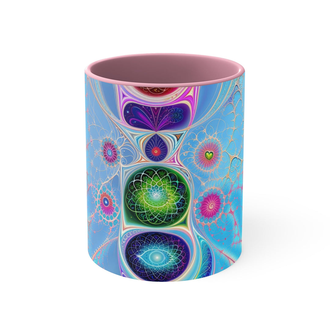 Vibrant Fractal Blossoms - Accent Coffee Mug - Mug - g(0D·IO) - Pink - 11oz -