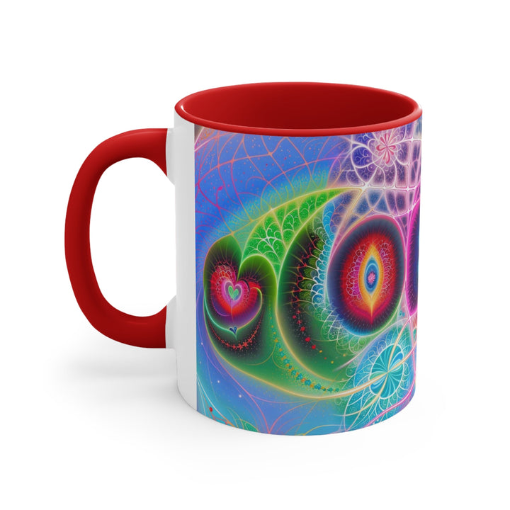 Vibrant Fractal Blossoms - Accent Coffee Mug - Mug - g(0D·IO) - Pink - 11oz -