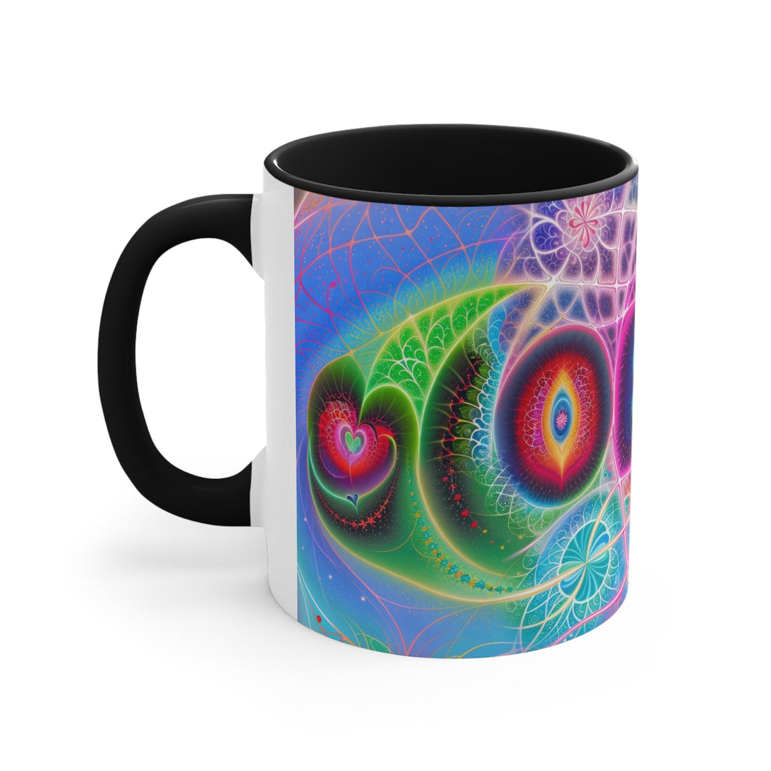 Vibrant Fractal Blossoms - Accent Coffee Mug - Mug - g(0D·IO) - Pink - 11oz -