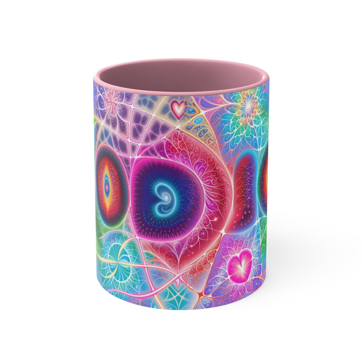 Vibrant Fractal Blossoms - Accent Coffee Mug - Mug - g(0D·IO) - Pink - 11oz -