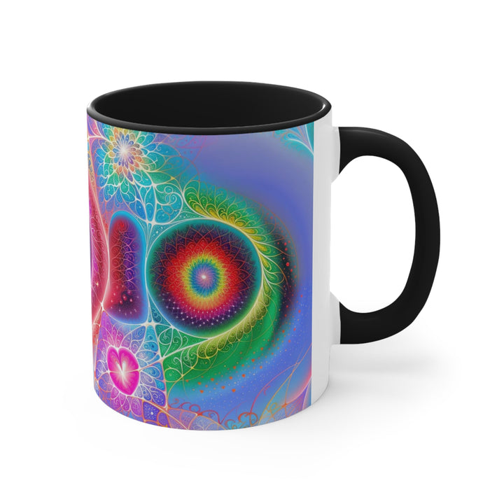 Vibrant Fractal Blossoms - Accent Coffee Mug - Mug - g(0D·IO) - Pink - 11oz -