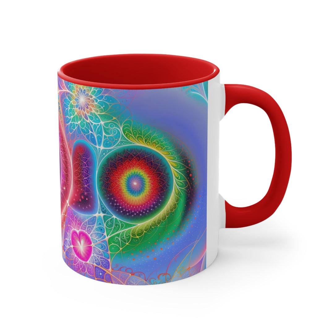 Vibrant Fractal Blossoms - Accent Coffee Mug - Mug - g(0D·IO) - Pink - 11oz -