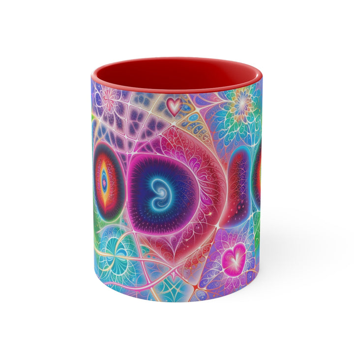 Vibrant Fractal Blossoms - Accent Coffee Mug - Mug - g(0D·IO) - Red - 11oz -