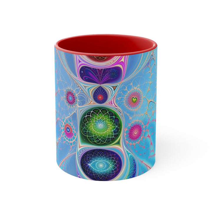 Vibrant Fractal Blossoms - Accent Coffee Mug - Mug - g(0D·IO) - Red - 11oz -