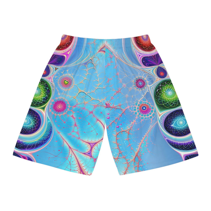 Vibrant Fractal Blossoms - AOP Basketball Shorts - All Over Prints - g(0D·IO) - Seam thread color automatically matched to design - S -