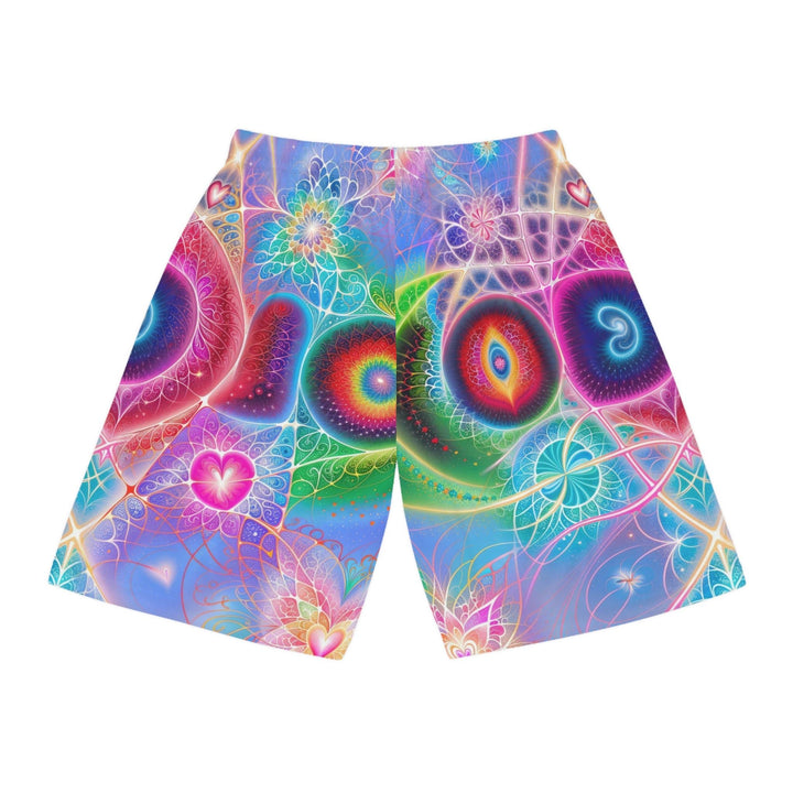 Vibrant Fractal Blossoms - AOP Basketball Shorts - All Over Prints - g(0D·IO) - Seam thread color automatically matched to design - S -